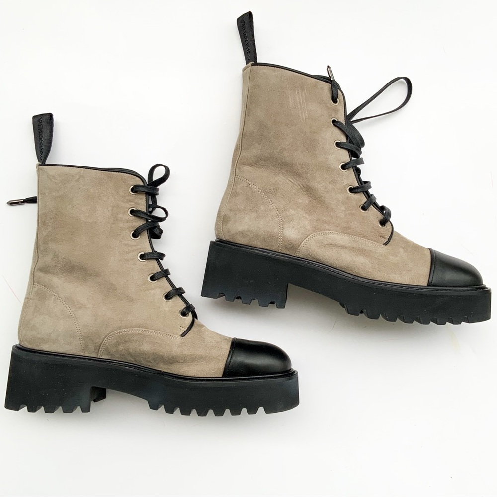 Aquazzura NWT Desert Bootie Flat French Grey Suede RETAILS $1,100